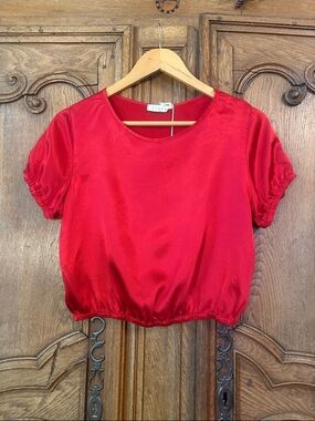 Stark X Red Satin Cropped Top – Size XS – NWT